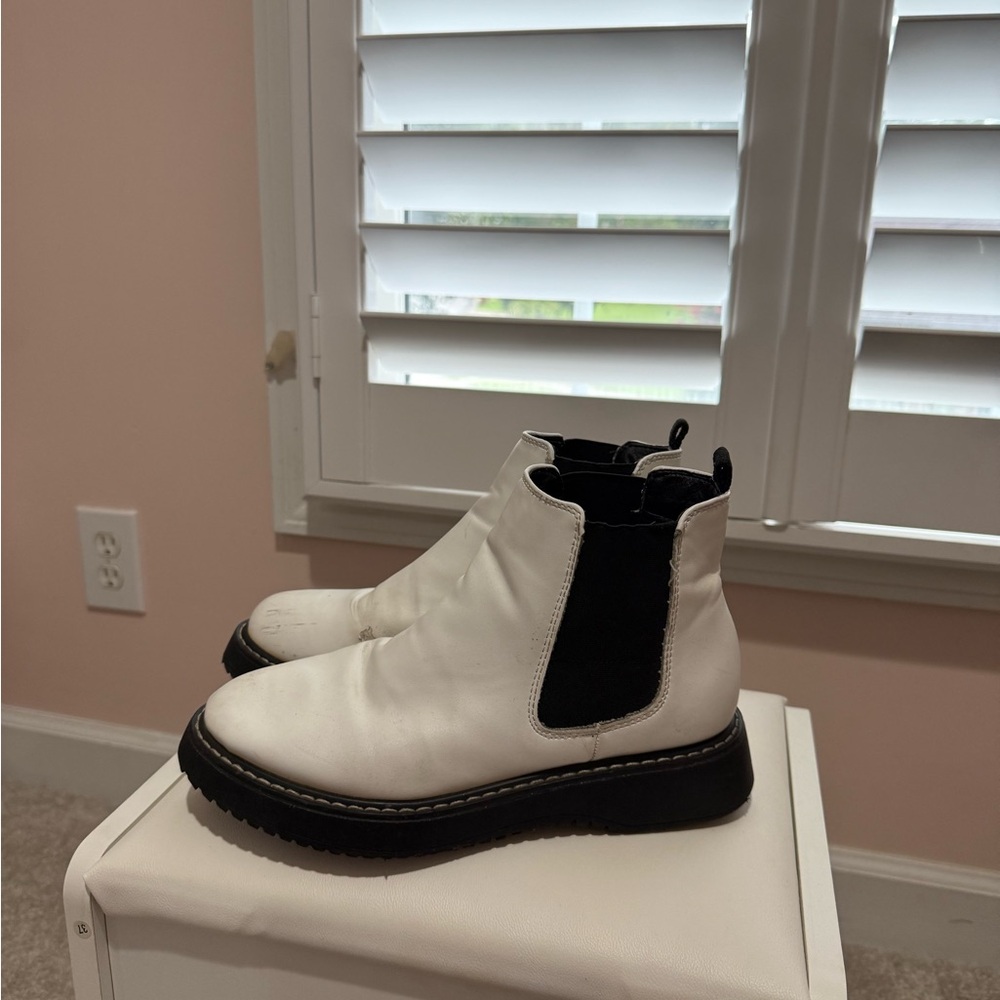 Stylish White and Black Ankle Boots